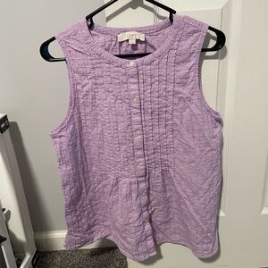 Loft Sleeveless Pleated Top Size Large 100 Percent Cotton